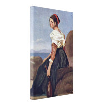 Jean-Baptiste-Camille Corot - Woman with Mandolin Gallery Wrapped Canvas
