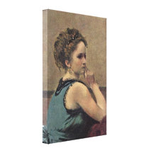 Jean-Baptiste Corot - Woman in Blue Detail Stretched Canvas Prints