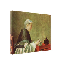 Jean-Baptiste Simeon Chardin - Die Teetrinkerin Canvas Print