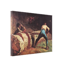 Jean-Francois Millet - Lumberjacks sawing wood Stretched Canvas Prints