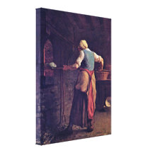 Jean-Francois Millet - Woman baking bread Canvas Print