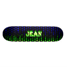 Jean green fire Skatersollie skateboard.