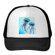 jellyfish blues trucker hat