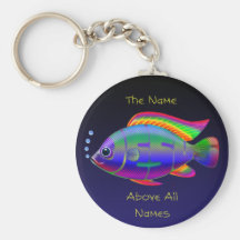 Jesus Fish with text Keychains