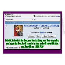 Jesus Friend Request Greeting Cards