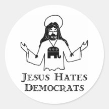 Jesus Hates Democrats Round Stickers