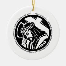 Jesus holding Cross with John 3:16 quote Ornaments
