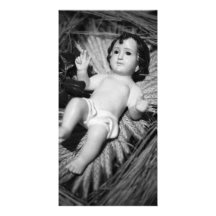 Jesus in the crib personalized photo card
