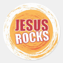 Jesus Rocks 2 Orange Round Stickers