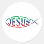jesus round sticker