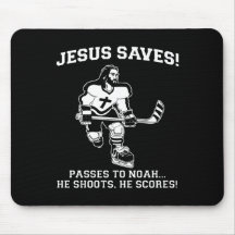 Jesus Saves Hockey funny tshirt Mousepads