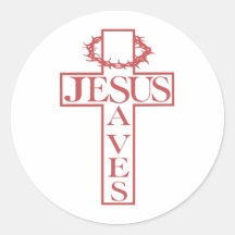 jesus saves salmon round stickers
