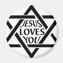 JesusLovesYouJewishStar Fridge Magnet