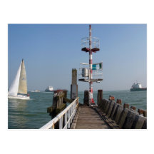Jetty in Sea, Sailing Boat and Tankers Vlissingen Post Card
