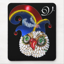 JEWEL OWL , ELF HAT WITH DIAMOND FEATHERS MONOGRAM MOUSEPADS