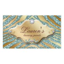 Jewellery Zebra Business Card Sparkle Teal Gold