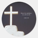 JOHN 11:26 Bible Verse Round Stickers