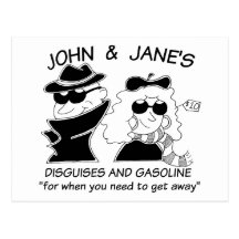 John and Janes Disguises and Gasoline Post Card