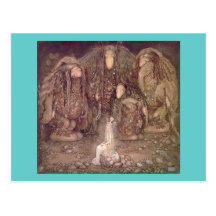 John Bauer - Trolls with an abducted princess Postcard