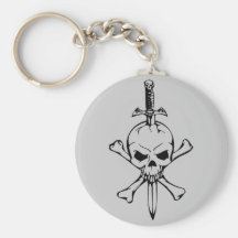 Jolly Roger Skull with Knife Keychain