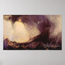 Joseph Turner - Hanibal crossing Alps in a storm Poster