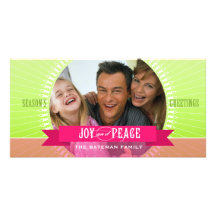 Joy & Peace Holiday Photo Card in Green