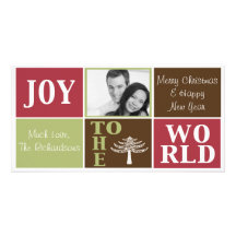 joy to the world christmas photo greetings personalised photo card