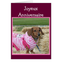 Joyeux anniversaire Birthday Dachshund card