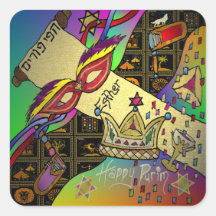 Judaica Happy Purim Jewish Holiday Gifts Apparel Square Sticker