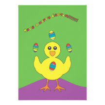 Juggling Easter Chick Invitation
