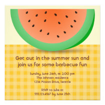 Juicy watermelon slice gingham summer picnic party invitations