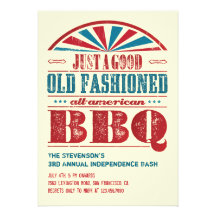 July 4 Independence Day BBQ Grunge Invitation