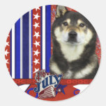 July 4th Firecracker - Shiba Inu - Yasha Round Sticker