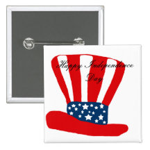 July 4th Hat,  Happy Independence Day button