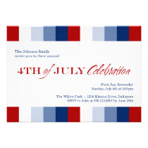 July 4th red white blue Independence celebration invitations