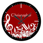 Jumbled Musical Notes White on Red