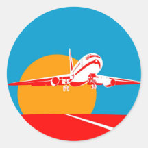 jumbo jet plane aeroplane aircraft flying flight round sticker