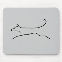 Jumping Dog Line Drawing Mouse Pads