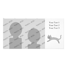Jumping Grey Cat. Photo Card Template