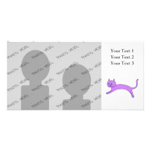 Jumping Purple Cat. Personalized Photo Card