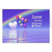 June Birthday Pearl Heart Cards