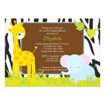 Jungle Animals Safari Baby Shower Invitation