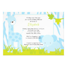 Jungle Animals Safari Boy Baby Shower Invitation