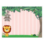 Jungle Friends Pink Note Cards Personalised Invitation