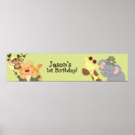 JUNGLE SAFARI Monkey Birthday Banner Print