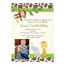 Jungle Safari Photo Birthday Invitation