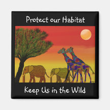 Jungle Wildlife Habitat Magnet