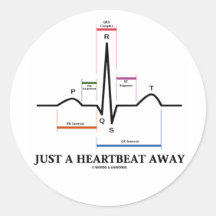 Just A Heartbeat Away (EKG/ECG) Round Stickers