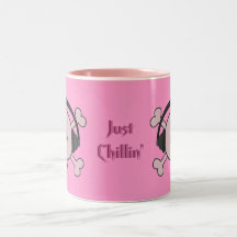 Just Chillin' Pink Skulls With Headphones Mugs