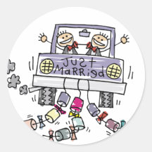 Just Married Gay Wedding Favours Stickers